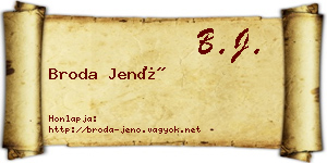 Broda Jenő névjegykártya